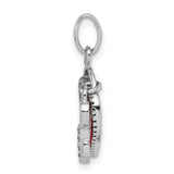 Sterling Silver Heart Pendant with Pink Glitter Enamel and Key Charm, Romantic Jewelry for Women