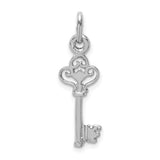 Sterling Silver Skeleton Key Pendant Charm, Ornate Vintage Style Jewelry for Women