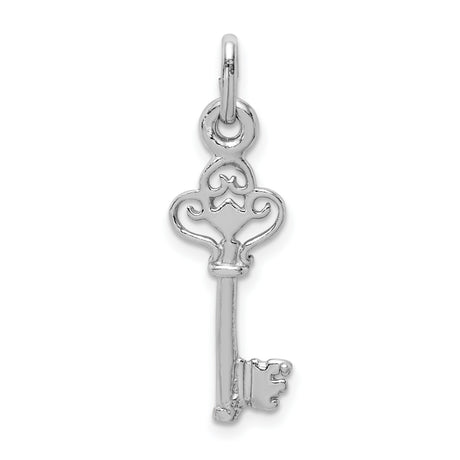 Sterling Silver Skeleton Key Pendant Charm, Ornate Vintage Style Jewelry for Women