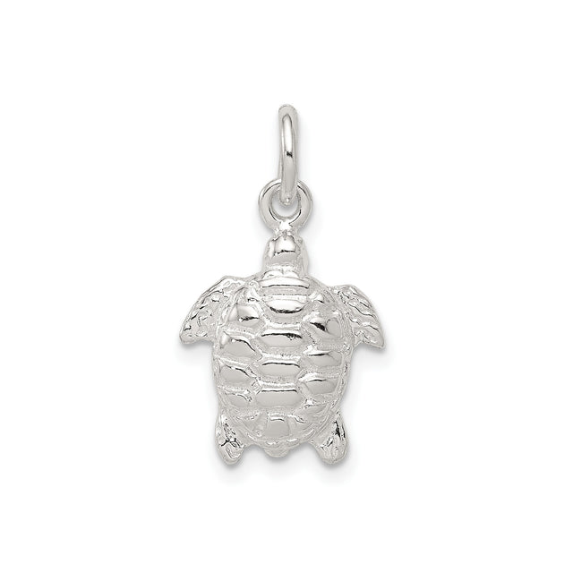 Sterling Silver Turtle Pendant with Detailed Sea Turtle Design, Ocean Jewelry for Women or Unisex