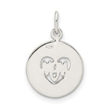 Sterling Silver Mom Pendant with Heart Cutout and Script Disc Charm