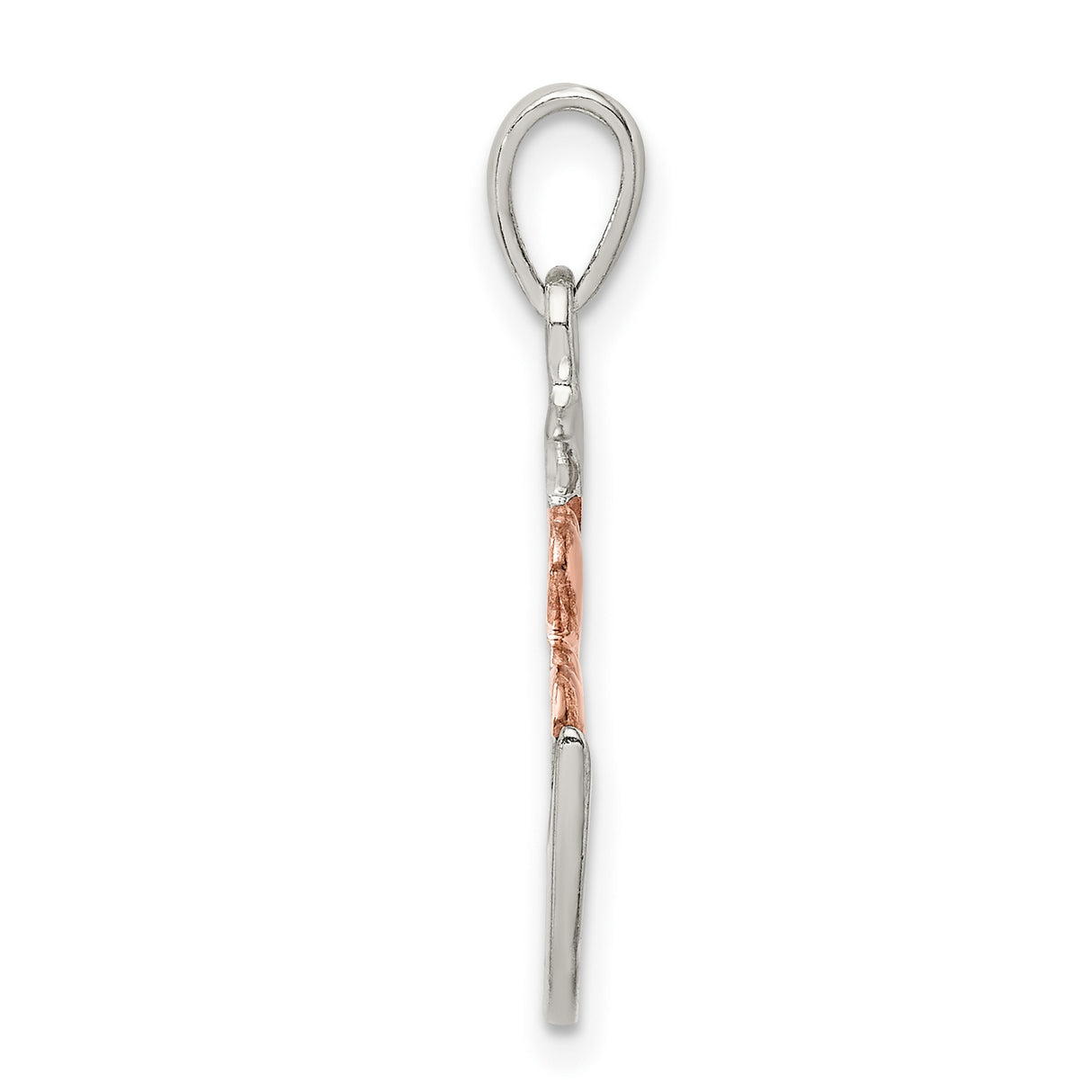 Sterling Silver Pendant with Crescent Moon and Rose Gold Hearts, Sister Friendship Charm