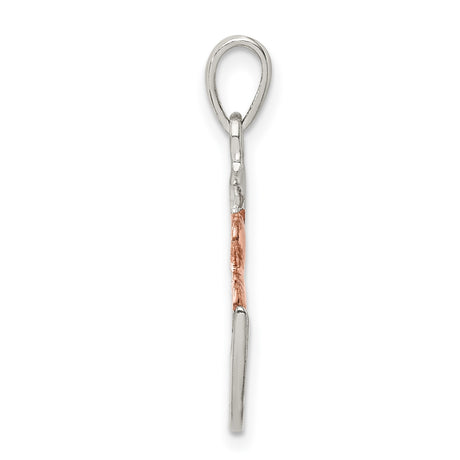 Sterling Silver Pendant with Crescent Moon and Rose Gold Hearts, Sister Friendship Charm