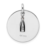 Sterling Silver Wine Pendant with Enamel Bottle Detail, Love You More Than Wine Theme