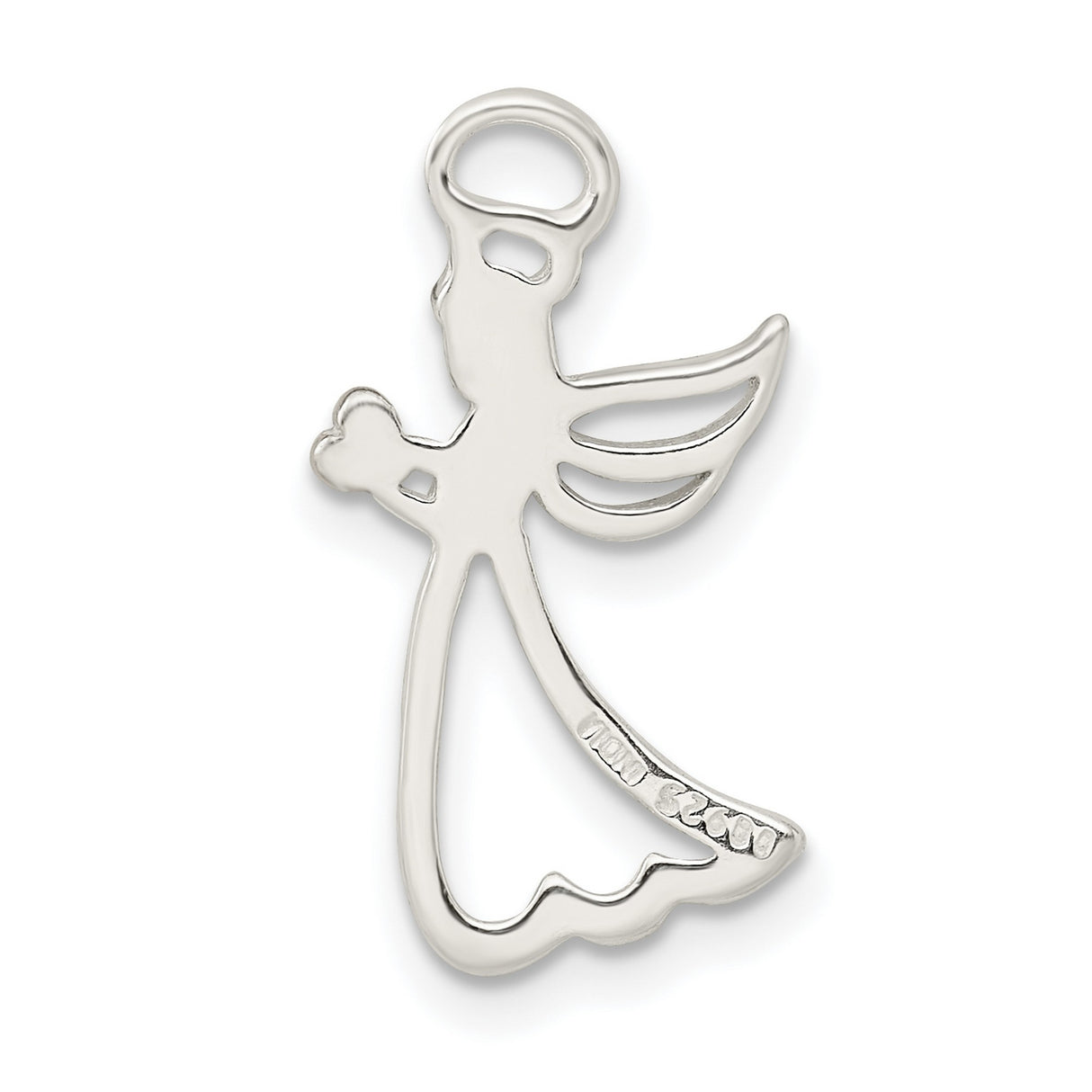 Sterling Silver Angel Pendant with Rose Gold Heart, Openwork Guardian Angel Design for Women