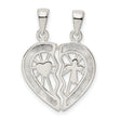 Glitter Infused Break Apart Heart Charm Pendant in Real 925 Sterling Silver