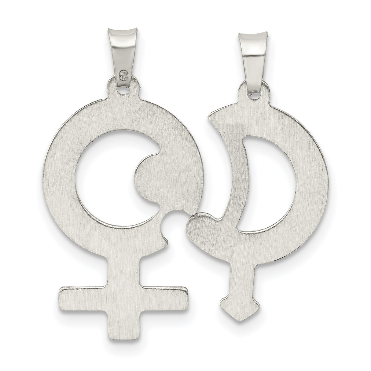 CZ Male Female Break apart Symbols Charm Pendant in Real 925 Sterling Silver