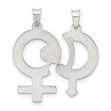 CZ Male Female Break apart Symbols Charm Pendant in Real 925 Sterling Silver