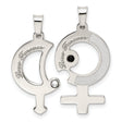 CZ Male Female Break apart Symbols Charm Pendant in Real 925 Sterling Silver