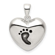 Sterling Silver Heart Pendant with Baby Footprint, Memorial Jewelry for Women
