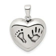 Sterling Silver Heart Pendant with Baby Handprint and Footprint, Motherhood Keepsake Jewelry