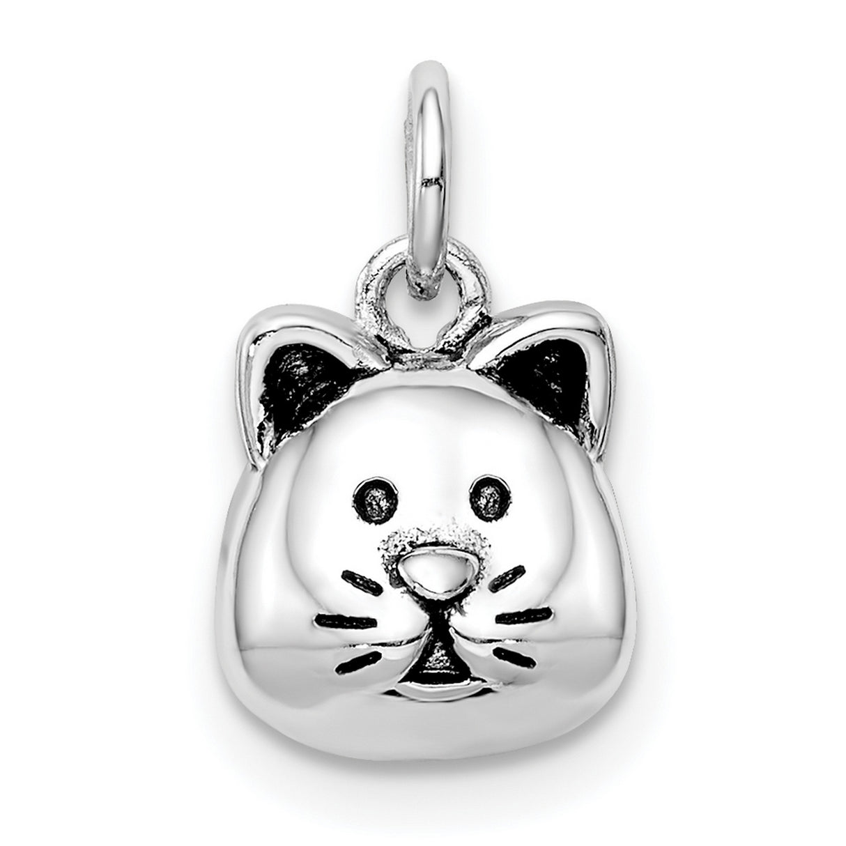 Antiqued Cat Head Charm Pendant in Real 925 Sterling Silver