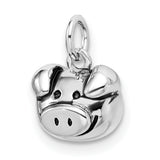 Sterling Silver Pig Face Pendant, Whimsical Animal Charm, Chinese Zodiac Symbol of Good Fortune