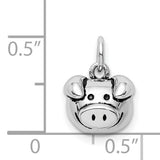 Sterling Silver Pig Face Pendant, Whimsical Animal Charm, Chinese Zodiac Symbol of Good Fortune