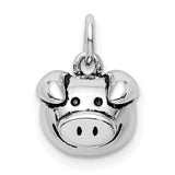 Sterling Silver Pig Face Pendant, Whimsical Animal Charm, Chinese Zodiac Symbol of Good Fortune