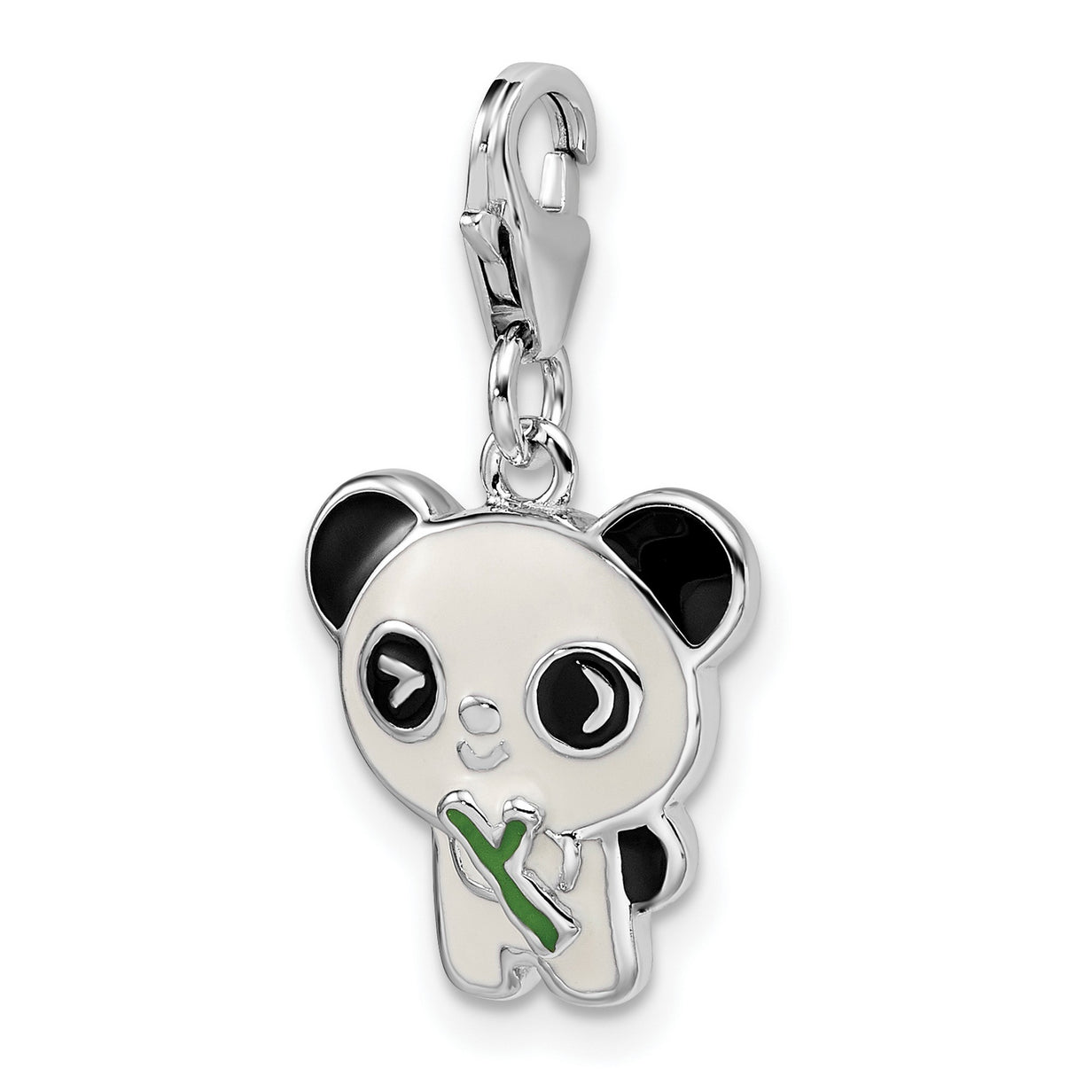 Sterling Silver Panda Charm Pendant, Enamel Animal Design, Kawaii Nature-Inspired Jewelry