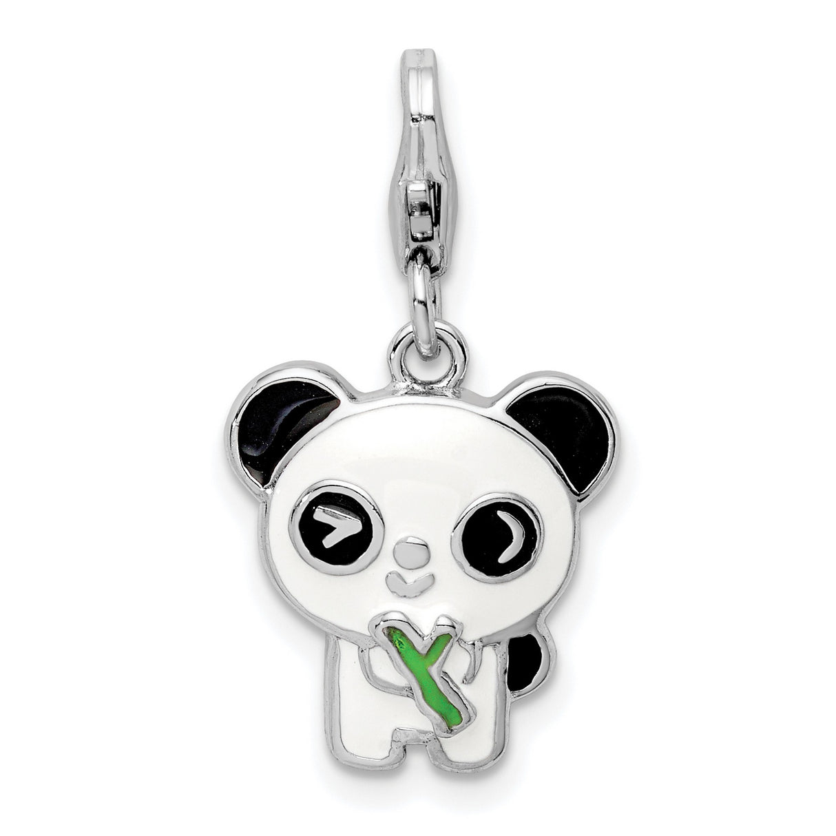 Sterling Silver Panda Charm Pendant, Enamel Animal Design, Kawaii Nature-Inspired Jewelry