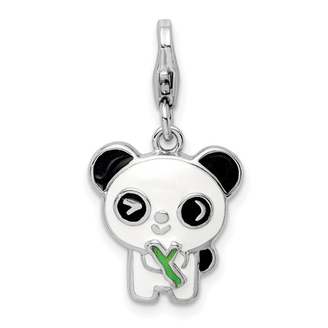 Sterling Silver Panda Charm Pendant, Enamel Animal Design, Kawaii Nature-Inspired Jewelry