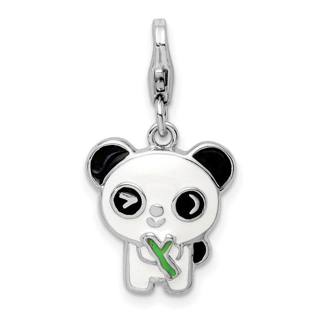 Sterling Silver Panda Charm Pendant, Enamel Animal Design, Kawaii Nature-Inspired Jewelry