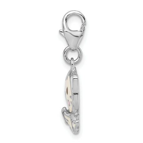 Enameled Kitten with Lobster Clasp Charm Pendant in Real 925 Sterling Silver
