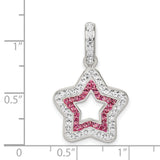 Sterling Silver Star Pendant with Pink and White Cubic Zirconia, Dual Layer Celestial Design