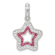 Sterling Silver Star Pendant with Pink and White Cubic Zirconia, Dual Layer Celestial Design