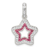 Sterling Silver Star Pendant with Pink and White Cubic Zirconia, Dual Layer Celestial Design