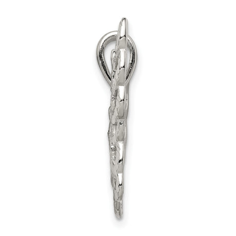 Sterling Silver Butterfly Pendant with Cubic Zirconia, Openwork Design, Symbolic Nature Jewelry