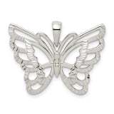 Sterling Silver Butterfly Pendant with Cubic Zirconia, Openwork Design, Symbolic Nature Jewelry