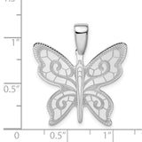 Sterling Silver Butterfly Pendant with Mosaic Wing Design and Scroll Detailing