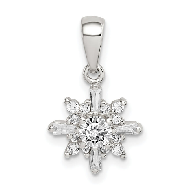 Sterling Silver Snowflake Pendant with Cubic Zirconia, Winter Holiday Charm for Women