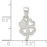 Sterling Silver Clover Pendant with Cutout Four Leaf Design, Lucky Charm Jewelry