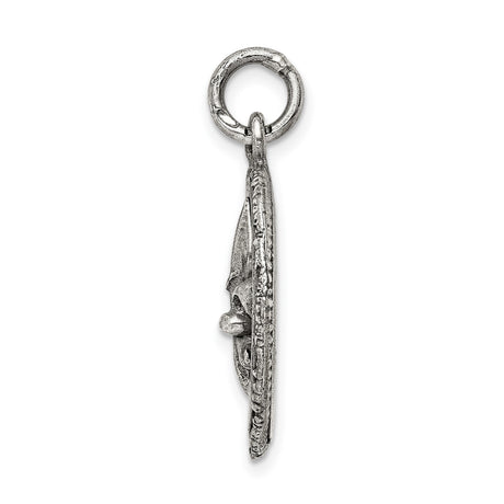 Sterling Silver Fleur-de-Lis Pendant with Textured Border, Gothic French Heritage Style
