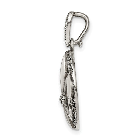 Sterling Silver Fleur De Lis Pendant with Marcasite Accents, Vintage French Style