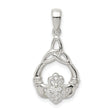 Sterling Silver Claddagh Pendant with Celtic Trinity Knot and Cubic Zirconia