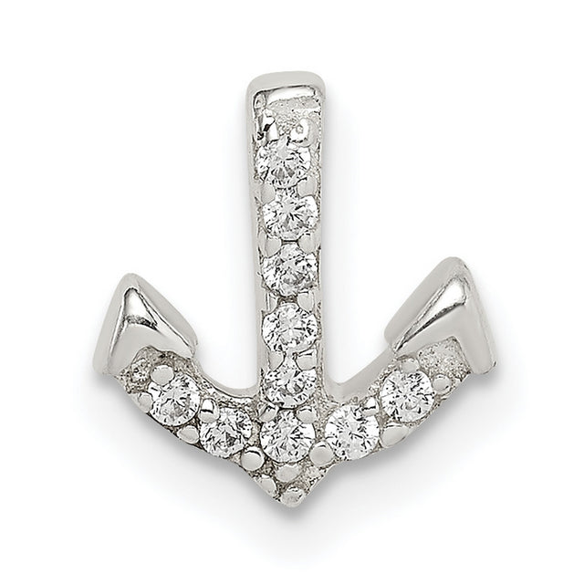 Sterling Silver Arrow Pendant with Cubic Zirconia, Downward Symbol, Minimalist Spiritual Jewelry