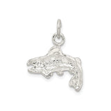 Sterling Silver Fish Charm Pendant with Realistic Fins and Scales, Unisex Fishing Theme Jewelry