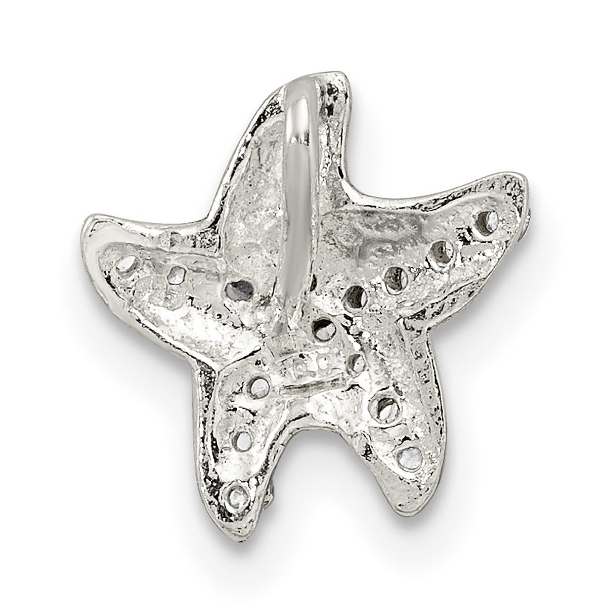 CZ Star Fish Chain Slide Charm Pendant in Real 925 Sterling Silver