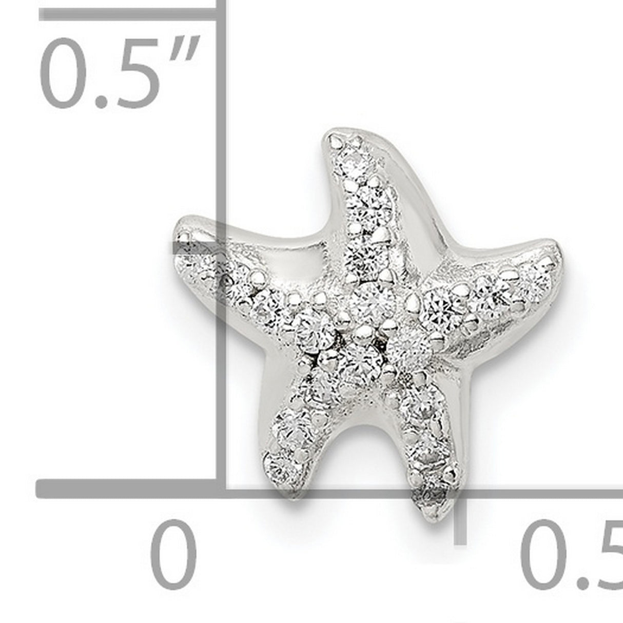 CZ Star Fish Chain Slide Charm Pendant in Real 925 Sterling Silver