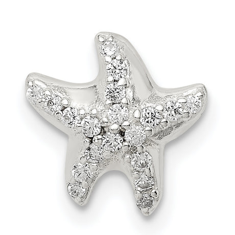CZ Star Fish Chain Slide Charm Pendant in Real 925 Sterling Silver