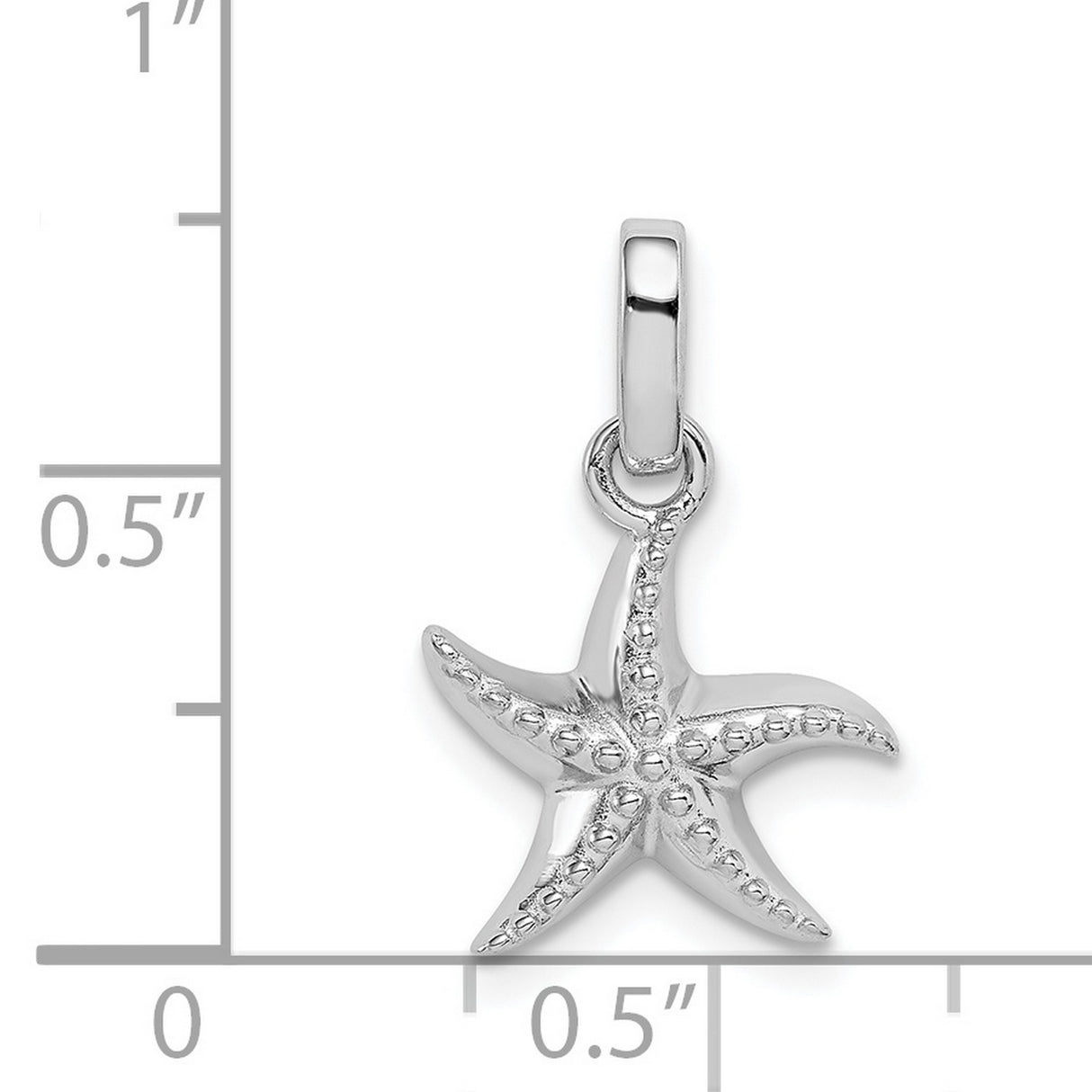 Polished Textured Starfish Charm Pendant in Real 925 Sterling Silver