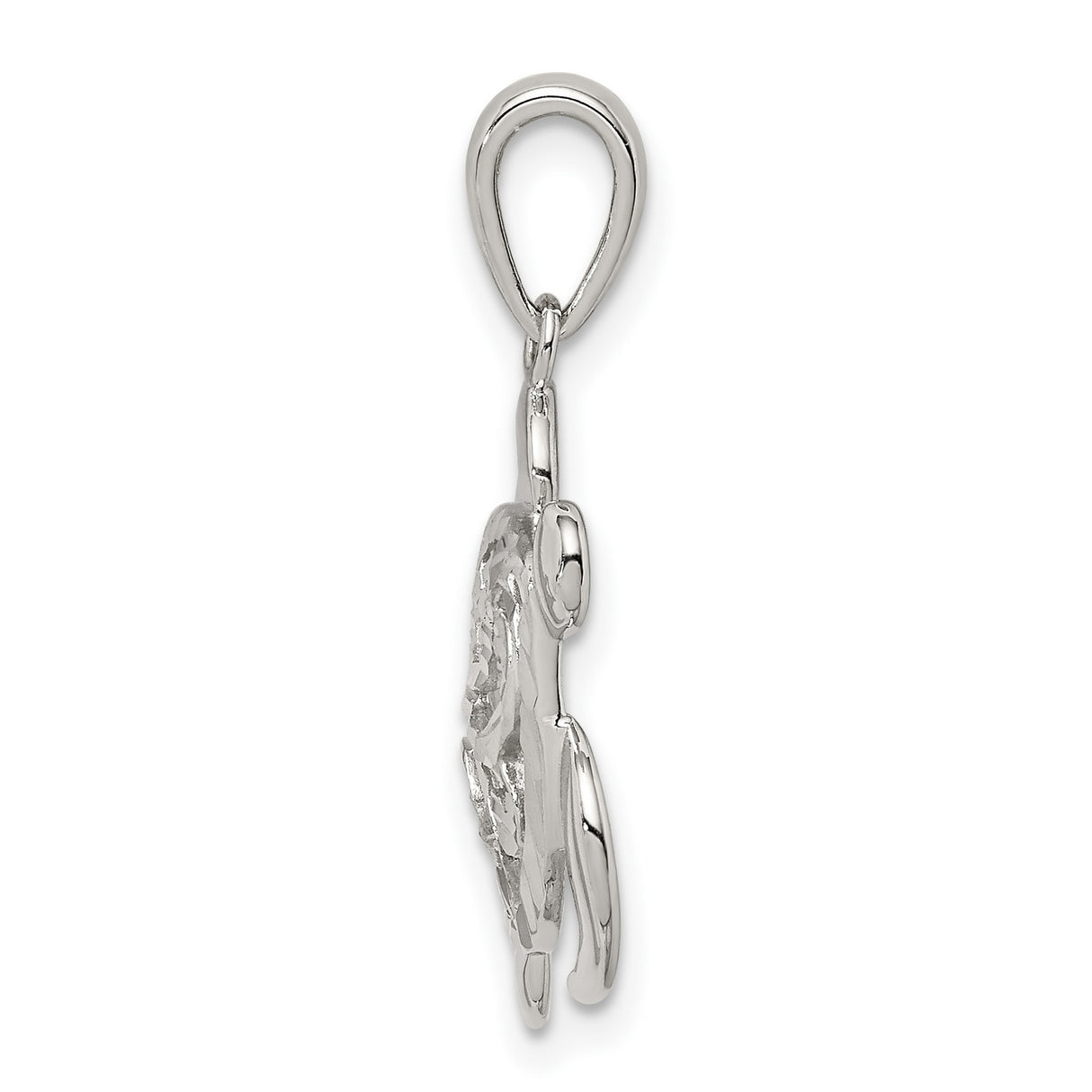 Sterling Silver Turtle Pendant with Scrollwork Design, Ocean and Nature Inspired Jewelry