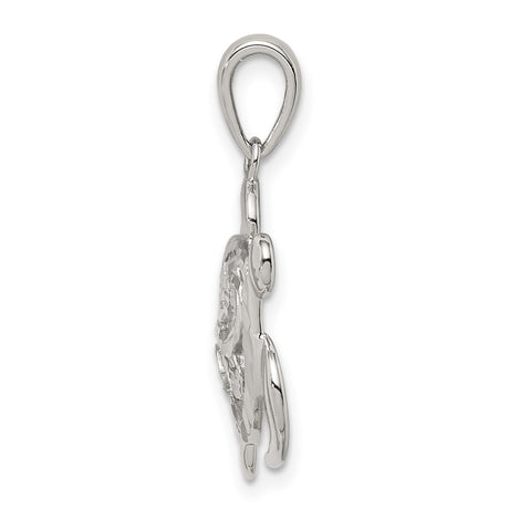 Sterling Silver Turtle Pendant with Scrollwork Design, Ocean and Nature Inspired Jewelry