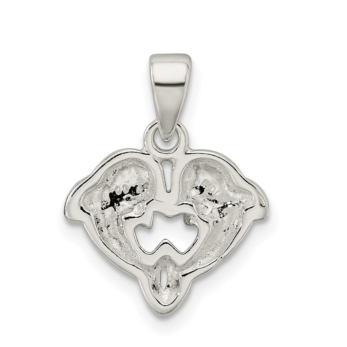 Sterling Silver Dolphin Heart Pendant, Two Dolphins Forming Heart, Ocean Inspired Jewelry for Women