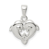 Sterling Silver Dolphin Heart Pendant, Two Dolphins Forming Heart, Ocean Inspired Jewelry for Women