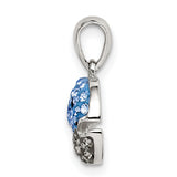 Sterling Silver Whale Pendant with Blue and Clear Crystals, Nautical Ocean Animal Design
