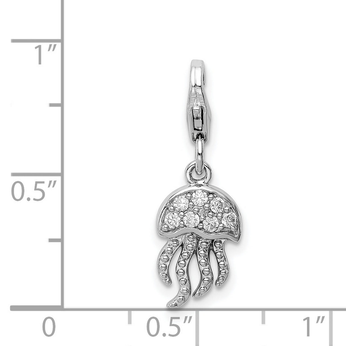 CZ Jellyfish with Lobster Clasp Charm Pendant in Real 925 Sterling Silver