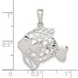 Sterling Silver Tropical Fish Pendant with Cutout Design, Polished and Textured Finish