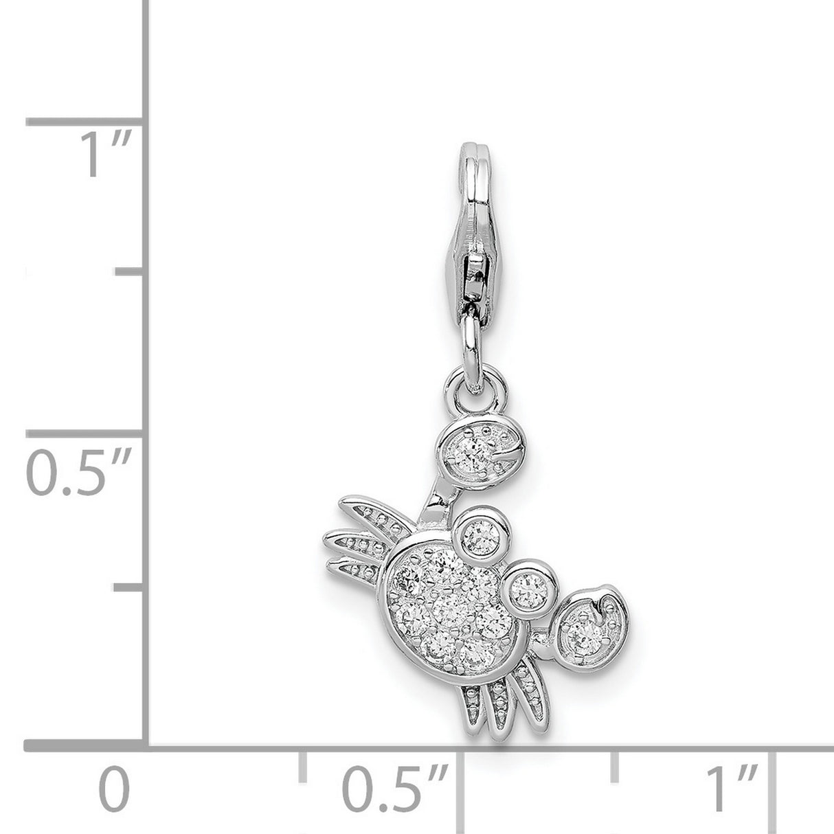 Sterling Silver Crab Pendant with Cubic Zirconia, Nautical Charm for Women