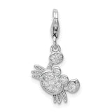 Sterling Silver Crab Pendant with Cubic Zirconia, Nautical Charm for Women